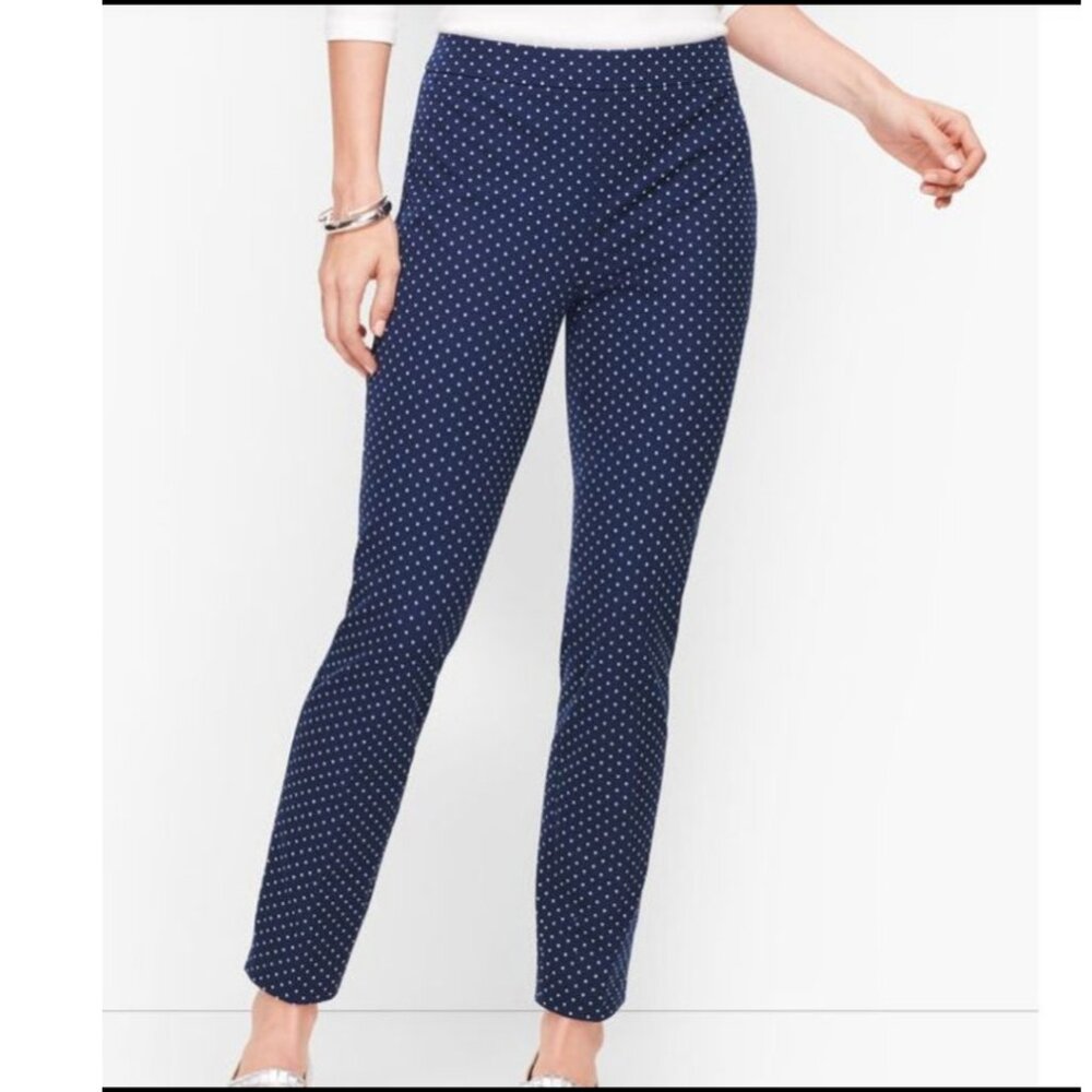 Talbots hampshire black ankle pants with white polka dot – size 6 petite